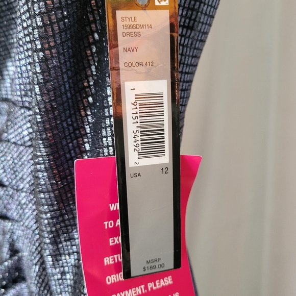 TAHARI Arthur S. Levine Metallic Blue Cap Sleeve Gathered Formal Dress Sz 12 - Picture 4 of 8